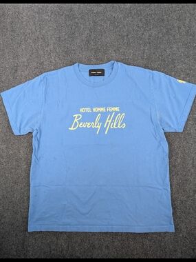 Homme + Femme Beverly Hills Hotel T-Shirt Blue XL Fake Love Rich Sex Fast Money